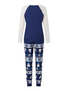 Family Christmas Pajamas Matching Sets Snowman Snowflakes Pattern Christmas Family Matching Outfits - 藍色 - 查看 7
