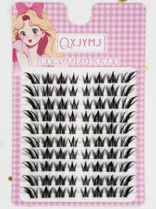 80pcs Cartoon Dog Style C-Curl Natural Look Thick 9-13mm Cat Eye Fox Fake Eyelashes, Suitable For Women's Eye Makeup, Party, Club, Makeup Beginners, Reusable, Instant Enlargement Effect Lash Clusters,Eye Lash Clusters,Individual Eyelashes,Lashes,Fake Lashes - C - View 8