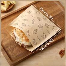 50/100 Oil-Proof Parchment Sandwich Bags, Disposable Packaging Bags, Suitable For Delis, Bakeries, Picnics, Barbecues And Office Use - Khaki - View 18