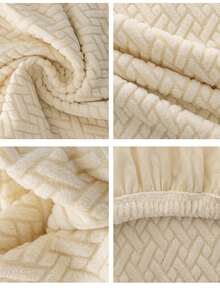 1PC, Elastic T-Shaped Abstract Grid, Small Single Sofa Cover, Household Items, All-Season Sofa Cover, Complete Set, Sofa Cover, Dust Cover, Suitable For Bedrooms And Studies, Perfect For Christmas Use - Beige - View 4