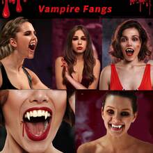 Set Of 8 Vampire Teeth 4 Size Halloween Cosplay Fangs Fake Teeth Halloween Party Cosplay Dentures Prop
