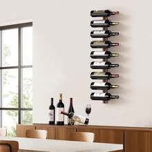 Wine Rack Wall Mounted,Wall Mounted Wine Rack, Wall Wine Rack For 9 Wine Bottles Wood Wine Racks For Wall, Wine Holder Wall Mounted Wine Bottle Racks For Kitchen,Dining Room,Bar - default - View 3