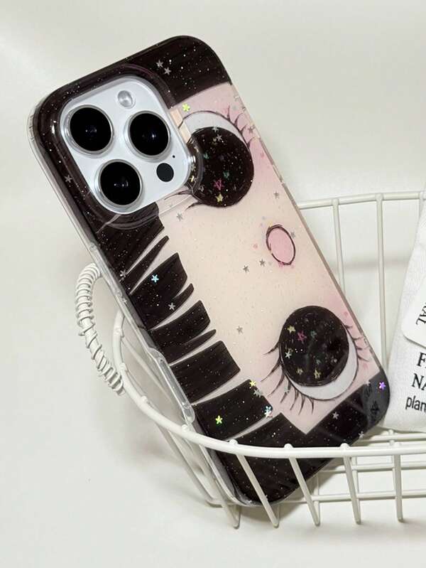 Cute Anime Fashion Phone Case 1pc Cute Cartoon Big Eye Pattern Personalized Phone Case, Fashionable Lolita Style Protective Cover, Compatible With IPhone17/IPhone17 ProMax/IPhone16 Pro Max/IPhone15 Pro/IPhone14/IPhone13/12/11, Suitable As Christmas Gift For Family/Friends/Sisters/Girlfriend Spring Birthday Gift Spring Gift Birthday Party Gift