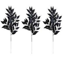 1/3 pièces Feuilles d'eucalyptus artificielles, tiges d'eucalyptus en plastique noir, branches de feuilles artificielles pour la décoration de la maison, la décoration extérieure d'automne, les bouquets de mariage, Thanksgiving, Halloween, la décoration noire