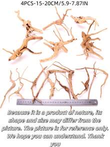 4PCS Natural Driftwood Sunken Wood Rhododendron Wood, Suitable For: Crawling, Aquatic Pet Terrarium, Aquarium, Aquarium Decoration - Random Shape