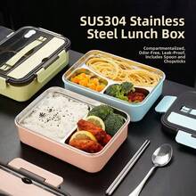 1200ML Stainless Steel Insulated Bento Lunch Box, Meal Prep Container With Compartments For Office Workers, Students, Suitable For Fruit, Pudding, Yogurt, Salad, Cereal, Milk, Soup, Great For Home, School, Office, Travel, Outdoor Picnic, Holiday Gift