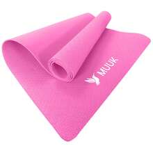 MUUK FITNESS 1 pieza Tapete de yoga antideslizante de 150x60 cm con 4 mm de grosor, tapete ligero y portátil para ejercicios de yoga, pilates, estiramientos y fitness, esterilla cómoda y estable para entrenar en casa, estudio o al aire libre - Rosa - Ver 7