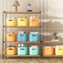 8-Piece Modern Stackable Storage Box With Lid - Waterproof Polypropylene Storage Box With Handle, Rectangular Flip Basket, Suitable For Bookshelves Organizing Box, Multifunctional Use: Handmade, Snack, Desktop And Dormitory Organization Storage Bins With Lids - 8包混裝 - 查看 2