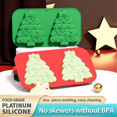 Moldes de silicona con diseño de árbol de Navidad, moldes de silicona para dulces navideños, moldes reutilizables para hornear pasteles, dulces, jabones y velas, cubitos de hielo, arcilla, manualidades con chocolate