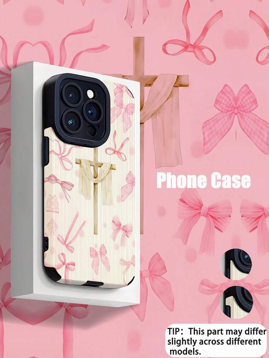 1 pièce Étui de téléphone de haute qualité  à rayures verticales, motif croisé rétro à nœud, anti-chute et anti-traces de doigts, compatible avec Apple et autres modèles - Multicolore - Voir 1