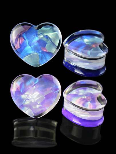 1 Cặp khuyên xỏ khuyên tai hình trái tim họa tiết vỏ sò 8-30mm bằng acrylic