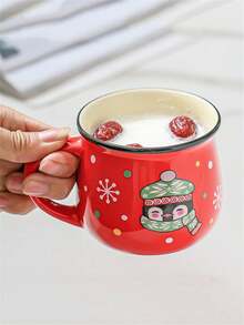 1 pieza Taza de café de Navidad, taza de cerámica como regalo, chocolate caliente navideño para mamá, mujeres, familia, amigos, decoración de bandeja escalonada de estilo rústico, bar