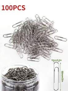 100/200/300pcs Metal Silver Paper Clips, Stainless Steel Bookmark Paper Clips Organizer, Office And School Supplies - Multicolor - View 15