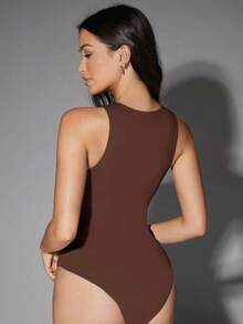 Women's Bodysuit Basic Tank Top In Suplex Without Pads Fashion Blogger Virginina - 鏽棕色 - 查看 2
