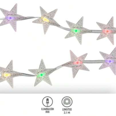 BUYTITI Cortina De Luz Led Multicolor Con Diseño De Estrellas