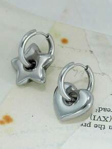 1 对经典不锈钢 Y2K 粗星形耳环防过敏另类哥特朋克前卫耳环，适合女士女孩 - 耳環 - 查看 16