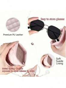 男女通用便携式软PU皮革眼镜盒 - 多功能收纳袋，可存放眼镜、手机、化妆品和旅行必备品，波西米亚风格 - 非常适合旅行、日常使用、化妆品收纳、送礼和度假，也适合邮轮旅行、夏季海滩之旅、度假、女士太阳镜 - 彩色 - 查看 4