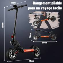 TODIMART S9 Electric Scooter For Adults, Brushless Motor, Maximum Range Of 65-80 Km, 10-Inch Off-Road Tires, Handles Slopes Of 25°, And Can Be Folded And Stored With A Maximum Load Of 130 Kg - 黑色 - 查看 10