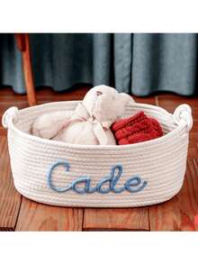 1pc Customized Letter Design Storage Basket, Suitable For Storing Children's Toys, Books, Plush Toys, Gift Baskets, Cosmetics, Newborns, Full Moon, Valentine's Day, Christmas Gifts, Letters, Multi-Functional, Lightweight, Large Capacity, Cute, Lovable, Compact, Holiday/Vacation Atmosphere, Cartoon, Solid Color, Customized, Personalized, Unique, Ideal Gift For Men, Women, Children, Friends, Family