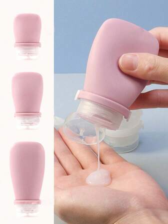 1 Set Silicone Travel Bottles, Shampoo, Cosmetics, Lotion Refillable Containers, Leak-Proof Design, 30ml, 60ml, 90ml Sizes