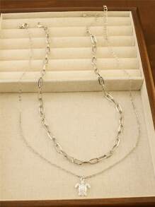 简约时尚金色海龟吊坠多层项链，送给女性的绝佳礼物，适合约会、派对、聚会、日常佩戴