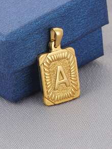 26 Stücke englisches Buchstaben Quadrat Anhänger, vintage kubanischer Hip-Hop-Chic Buchstaben Quadrat Platte Anhänger Halskette