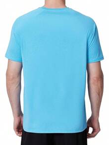 Men's UPF 50+ Swim Shirts, Short Sleeve Rash Guard, Quick Dry-Shirt Fishing And Surfing - 天藍色 - View 3