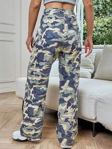 Women's Vintage Camo Cargo Pants, Casual Sports Trousers