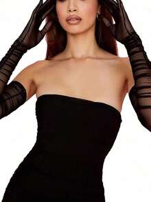 Lady's Black Makeup Ballroom Gloves, Highly Elastic Mesh Opera Gloves, Elegant, High-End, UV-Resistant And Fashionable. Suitable For Wearing At Opera Balls, Bridal Weddings, Halloween Role-Playing Events And Festival Parties. - Multicolor - View 2