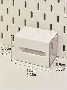 1pc White Wall Mounted Swab Storage Box & Transparent Drawer Organizer Bathroom Hair Accessories And Jewelries - White - View 6