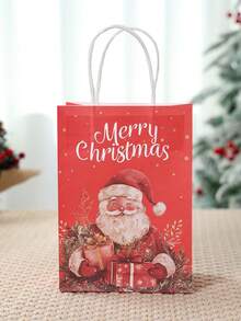 4/8/12 pièces Sacs-cadeaux de Noël en papier kraft, sacs en papier vintage à tenir à la main avec motifs du Père Noël, du sapin de Noël et du bonhomme de neige. Sacs-cadeaux de Noël, sacs fourre-tout pour fête de Noël, sacs-cadeaux pour fête de Noël, décorations de Noël, décorations de cuisine et de table, parfaits pour anniversaire, famille, rangement et courses