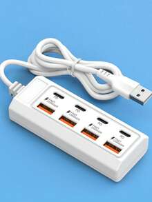 Durcord 8 Ports USB+Type C HUB Extender Multi-Functional Docking Station,8In1 Hub USB On Off Portable Splitter Adapter For Computer Laptop Phone Flash Disk, Mouse, Card Readers, Keyboards, Gaming Devices, Mp3 Players, HDD, Etc.PC, Book, Pro, Cellphone OTG Adapter, Printer, Camera, USB Fan Or Any Other USB Peripherals And More