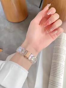 1PC Women 20mm Fashion Transparent Laser Watch Strap Compatible With Samsung Galaxy Active 2 40mm/44mm,Ladies Clear Rainbow Watchbands Unique Acrylic Colorful Style Watch Band Wrist Band For Watch GT 2 42mm Compatible With Huami Amazfit GTS 2/2E/2 Mini For Gear Sport Smart Watch Strap Bracelet Accessories,Compatible With Galaxy Watch 7 40mm 44mm,Galaxy Watch 6/Classic,Galaxy Watch 5/Pro,Galaxy Watch 4/Classic - Clear - View 2