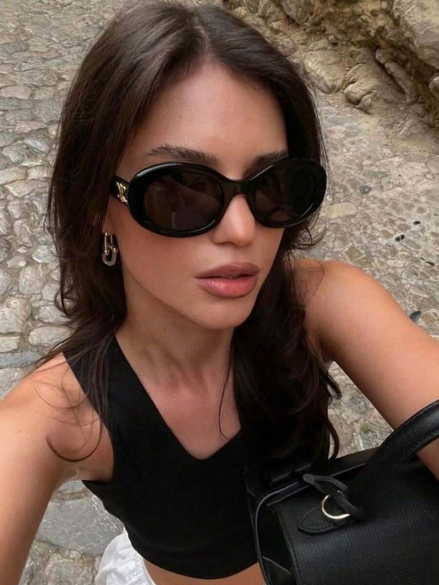 1pc Ladies' Round Plastic Fashion Glasses Suitable For Outdoor Travel, Party Decoration, Blocking Strong Light, Filtering Harmful Rays, Cycling And Everyday Use Boho Beach Accessories For Women Glasses Shades Basics Summer Women Outfits Clothes Business Casual Gifts Color Blocking Boho Vacay Vibes