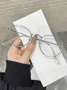 一副女士透明眼镜，金属几何图案设计，适合阅读、海滩派对、返校季、节日礼物、商务办公场合佩戴 - 無色 - 查看 9
