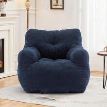Bean Bag Chairs For Adults And Kid Teddy Fabric Fluffy And Lazy Sofa Filled With Memory Sponge BeanBag Sofa With Armrests For Living Room,Bedroom(Blue) - Màu xanh đậm - Xem 2