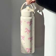 HILAKE Bottiglia d'acqua isolata in acciaio inossidabile da 800ml con stampa a fiocco - Tazza da caffè riutilizzabile con manico portatile e cannuccia pieghevole - Regalo perfetto per vacanze, amici, sorelle, fidanzate e colleghi - Ideale per mantenere le bevande calde o fredde - Multicolore - Visualizzare 11