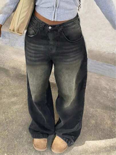 Teen Girl Straight Leg Vintage Casual Jeans