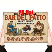 2D Flat, 1 Piece Metal Wall Sign, Spanish Welcome Patio Bar Theme Iron Wall Decoration, Suitable Home Courtyard, Outdoor Garden, Balcony, Backyard, Friend Gathering Gift, Size.8x 11.8inch - 彩色 - 查看 6