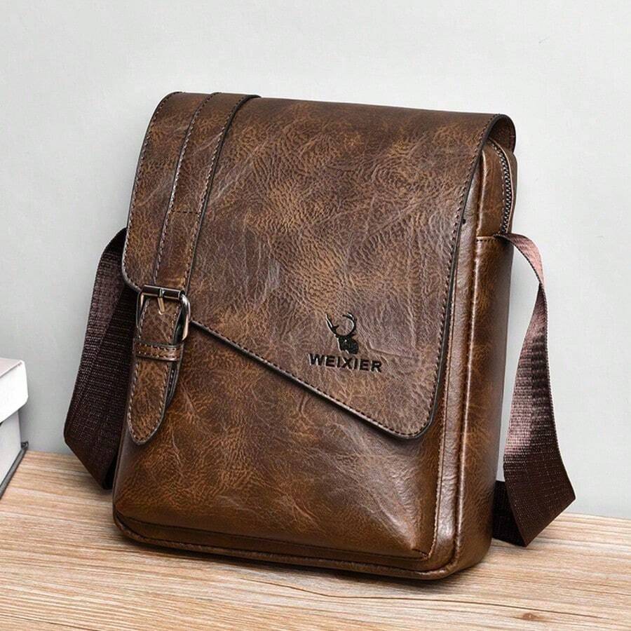 Men's Crossbody Bag, Suitable For Various Occasions With Customized Fashionable Sewing Craftsmanship, Durable Material, Versatile For Daily Use, Shoulder Bag, Crossbody Bag, Handbag, Beach Bag, Outdoor Bag, PU Waterproof And Wear-Resistant Fabric, Multiple Pocket Capacity, Adjustable Portable Shoulder Strap. New Men's Simple And Fashionable Bag, Suitable For Work, School, Business Trips, Transportation, Shopping, Christmas, Valentine's Day, New Year's Gifts. - màu nâu - Xem 1