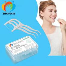 50-Pack Polyester Dental Floss Sticks - Unflavored, Portable Oral Hygiene Picks For Deep Cleaning, Essential For Travel & Daily Use. - 6 Box - View 2