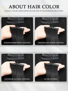 70-100g Clipes de Cabelo Humano Real 7 peças 1 conjunto pode ser usado, 2 conjuntos podem ficar muito cheios, Extensões de Cabelo Humano Natural Retas Sem Costura Clipe-In, Destaques, Essenciais para Férias, Festivais, Escola, Noiva