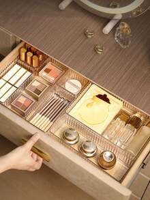 4 件/5 件/6 件/7 件/8 件/9 件/10 件化妆品抽屉整理器、香水整理器、护肤品整理器、透明多尺寸组合整理器、化妆抽屉整理器、化妆刷整理器、化妆品展示架、整理器分配器、用于乳液和样品的化妆品工具收纳盒，非常适合化妆品储存、浴室柜储存、办公用品整理、厨房用具整理器 - 彩色 - 查看 2