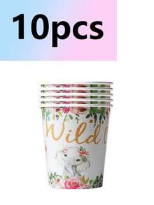 10pcs WILD ONE Wild Animals Theme Party Birthday Tableware Forest Animals Paper Plates Paper Cups Paper Towels Camping Travel Camping - Multicolor - View 7