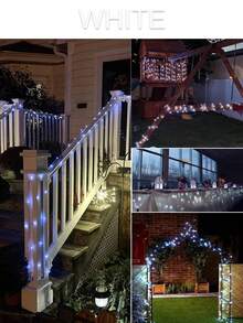 1入 LED 太陽能戶外串燈，8 種模式 DIY 銅線仙女花環燈 7M 50LEDS/12M 100LEDS/17M 150LEDS/22M 200LEDS/32M 300LEDS 聖誕燈飾裝飾，防水太陽能路徑燈適用於花園、露台、婚禮、派對裝飾 - 銅色 - 查看 11