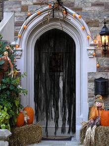 1 Piece Of 76cm * 183cm Black Bandage, Nightclub Bandage, Bar Haunted House Secret Room, Horror Atmosphere Decorative Cloth, Party Decoration Haunted House Sheer DIY Decorative Cloth