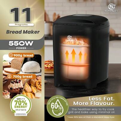 SUPERLEX LCD Display Toaster, 5-Accessory Sandwich Maker, And 11-In-1 Electric Oven! Featuring 13H Timer, Heat Preservation & Non-Stick Tray, Built-In Air Fryer And Microwave. With A 920g Capacity, It Effortlessly Whips Up Desserts, Paninis, Sandwiches