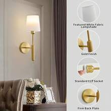 2sets Gold/Black Rechargeable Battery Driven Wall Lights With A 15 Color Temperature Adjustable Remote Control, Battery Powered Non Hard Wired Wall Lights For Bedroom, Farmhouse, Bedside Reading Lights