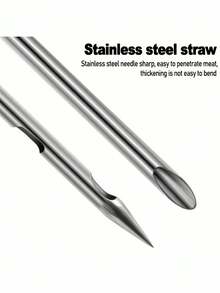 4pcs/2pcs Stainless Steel Turkey Baster, Injector For Cooking - , Metal Turkey Baster With Silicone Suction Cup - Large Turkey Baster - Includes 2 Detachable Needles And Cleaning Brush, Black, Home, Kitchen, Kitchen Accessories