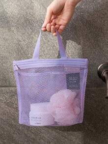 网眼沙滩包 - 女士网眼手提包，适合海滩度假、旅行、泳池、邮轮旅行，便携式挂式网眼洗漱包，带拉链提手，化妆品收纳袋，淋浴袋，速干储物袋，适用于浴室、健身房、旅行、露营、海滩、宿舍、防晒霜 - 彩色 - 查看 8